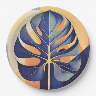 Mid-Century Modern Hawaiian Monstera Leaf Paper Plate