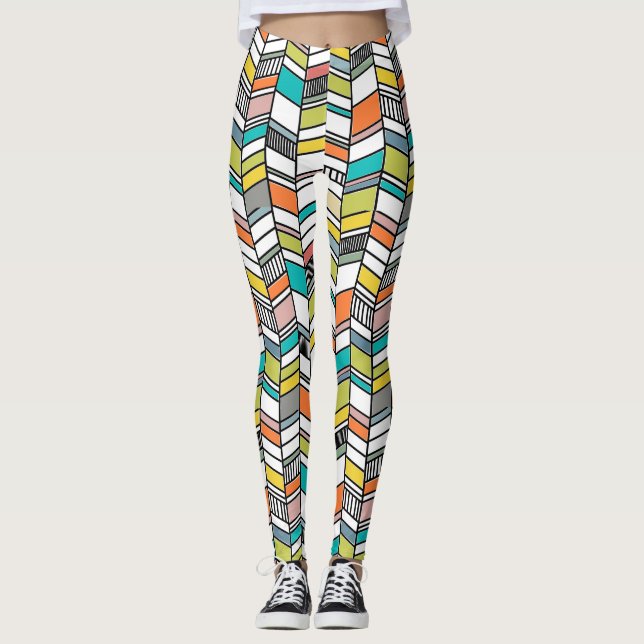 Mid-Century Modern Herringbone Leggings (Front)