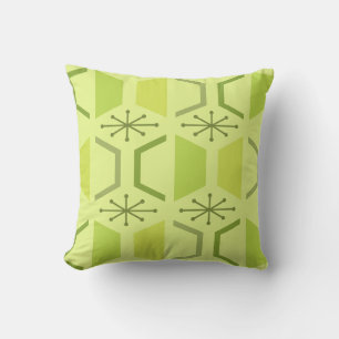 Mid Century Modern Hexagons Chartreuse Cushion