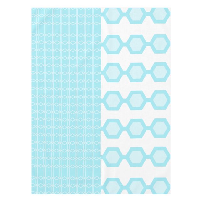 Mid Century Modern Hexagons Pastel Baby Blue Tablecloth (Front)