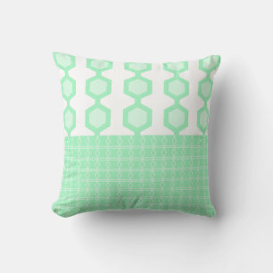 Mid Century Modern Hexagons Pastel Green Cushion