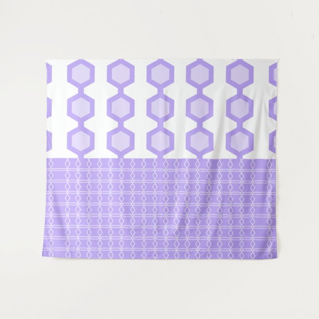 Mid Century Modern Hexagons Pastel Lavender Tapestry (Front (Horizontal))