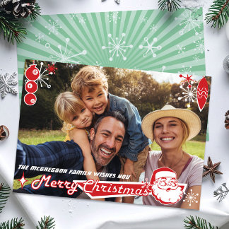 Mid-Century Modern Horizontal Christmas Photo Card