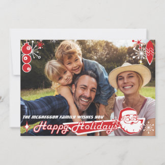 Mid-Century Modern Horizontal Holiday Photo Card