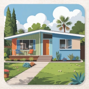 Mid Century Modern House Coaster Set