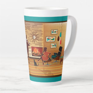 Mid Century Modern House Living Room Scene  Latte Mug