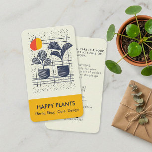 Mid-Century Modern House Plant Yellow and Navy Business Card
