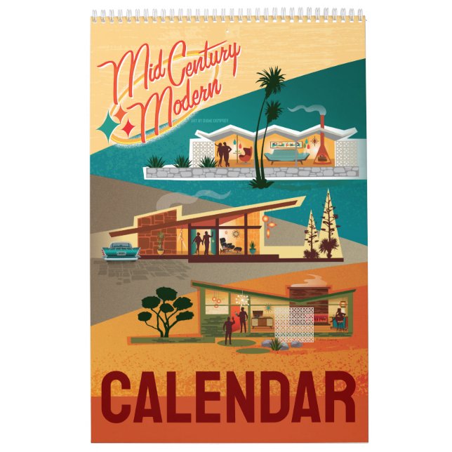 Mid-Century Modern Houses Single Page Style Calendar (Cover)
