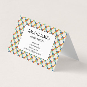 Mid Century Modern Interior Designer Retro Folded Business Card
