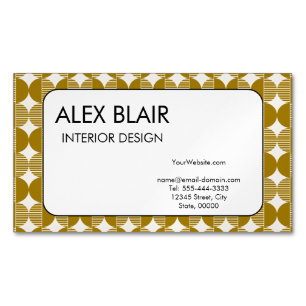 Mid Century Modern Interior Designer Retro Magnetic Business Card