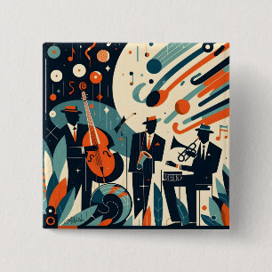 Mid Century Modern Jazz Age Trio 15 Cm Square Badge