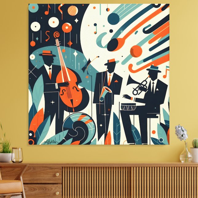 Mid Century Modern Jazz Age Trio Canvas Print (Insitu(LivingRoom))