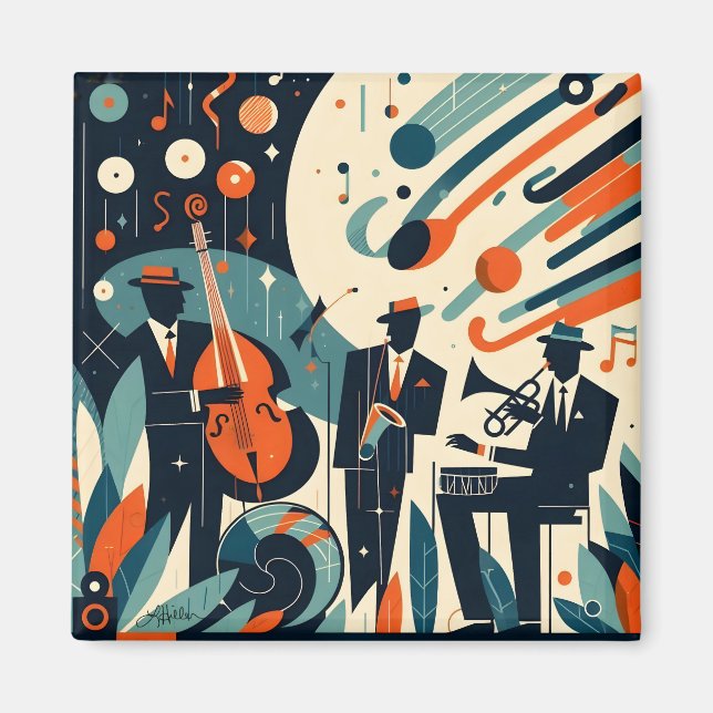 Mid Century Modern Jazz Age Trio Magnet (Front)