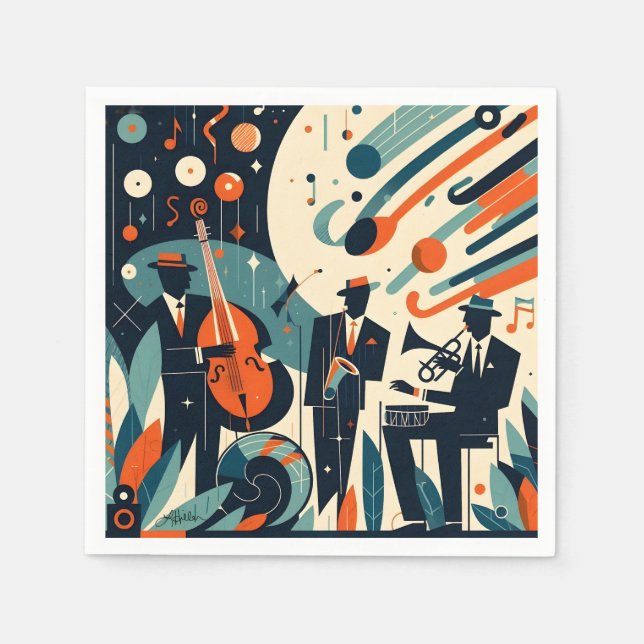 Mid Century Modern Jazz Age Trio Napkin (Front)
