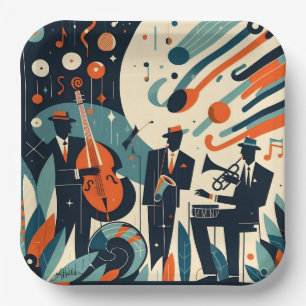 Mid Century Modern Jazz Age Trio Paper Plate