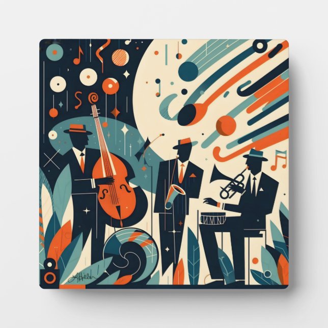 Mid Century Modern Jazz Age Trio Plaque (Front)