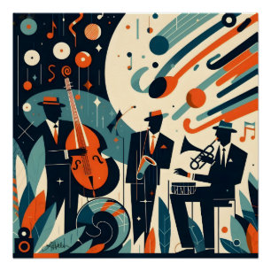 Mid Century Modern Jazz Age Trio Poster