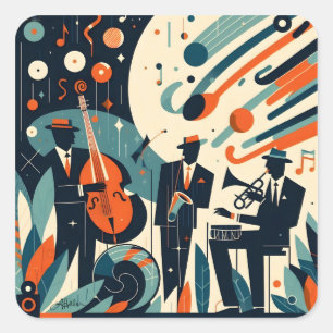 Mid Century Modern Jazz Age Trio Square Sticker