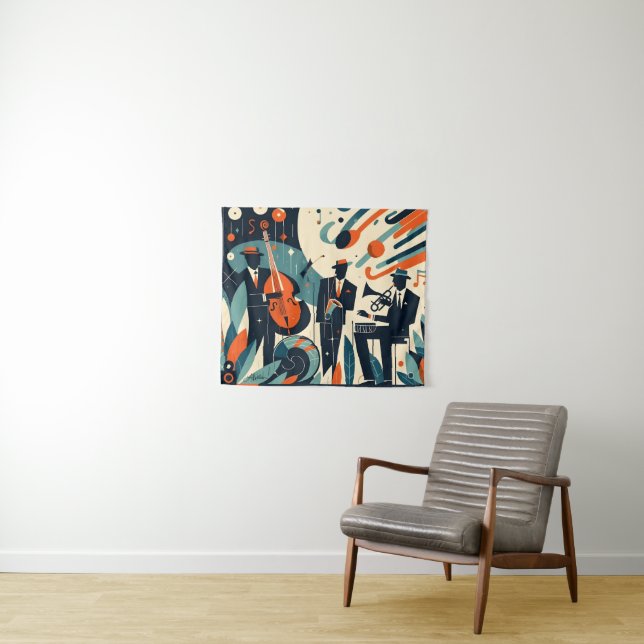 Mid Century Modern Jazz Age Trio Tapestry (In Situ (Horizontal))