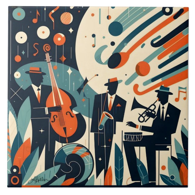 Mid Century Modern Jazz Age Trio Tile (Front)