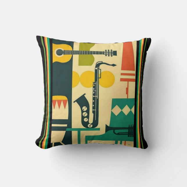 Mid Century Modern Jazz Pillow (Front)