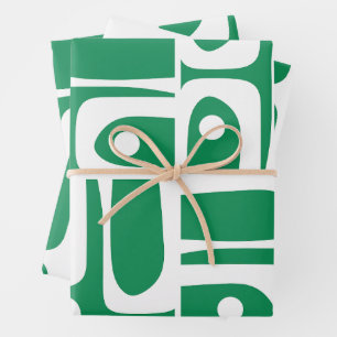 Mid Century Modern Kelly Green Piquet Pattern  Wrapping Paper Sheet