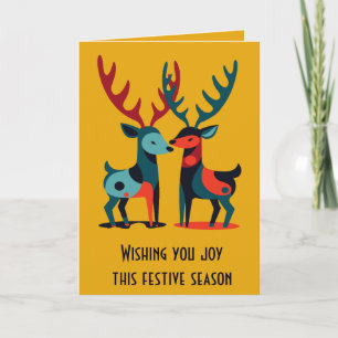 Mid-Century Modern Kitschy Christmas Reindeer Card