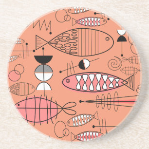 Mid-Century Modern Kitschy Fish Art Coaster