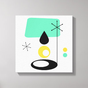 mid century modern lamp design blue gold canvas print