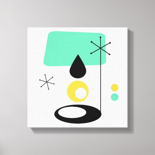 mid century modern lamp design blue gold canvas print (Front)