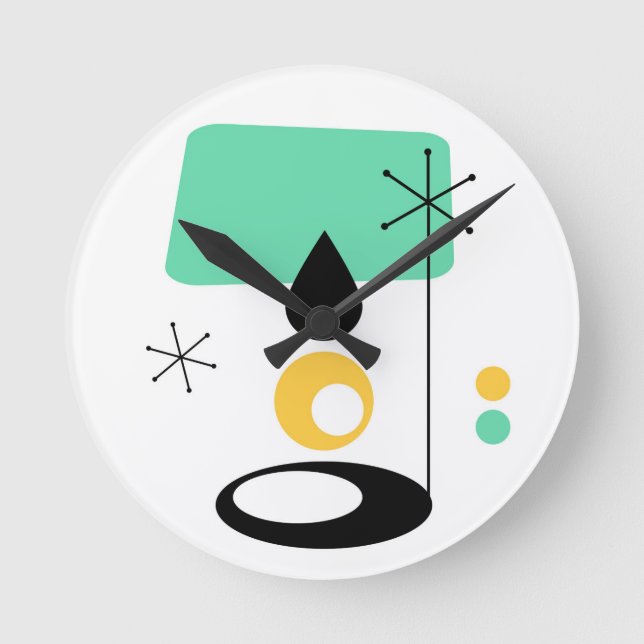 mid century modern lamp design blue gold round clock (Front)