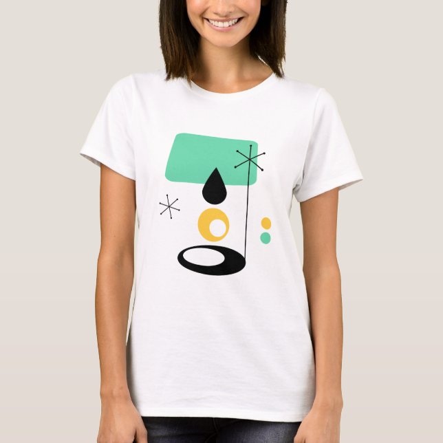 mid century modern lamp design blue gold T-Shirt (Front)