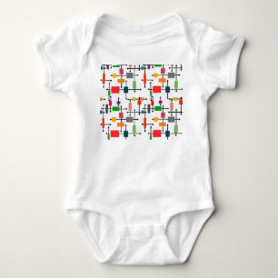 Mid-Century Modern Large Grid Baby Bodysuit