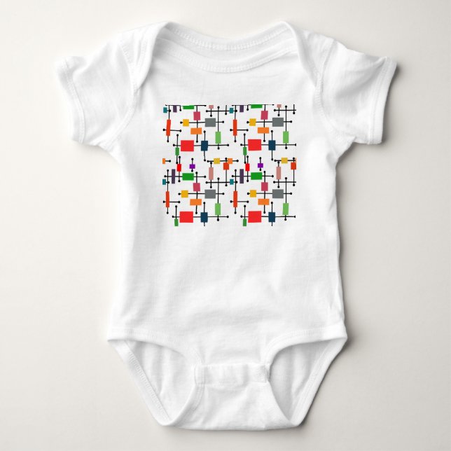 Mid-Century Modern Large Grid  Baby Bodysuit (Front)