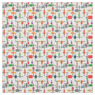 Mid-Century Modern Large Grid  Fabric