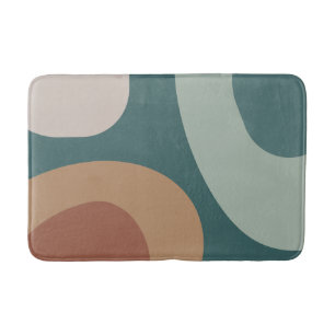 Mid Century Modern Large Shapes Multicolored Teal Bath Mat