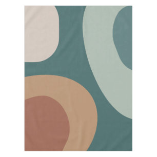 Mid Century Modern Large Shapes Multicolored Teal Tablecloth