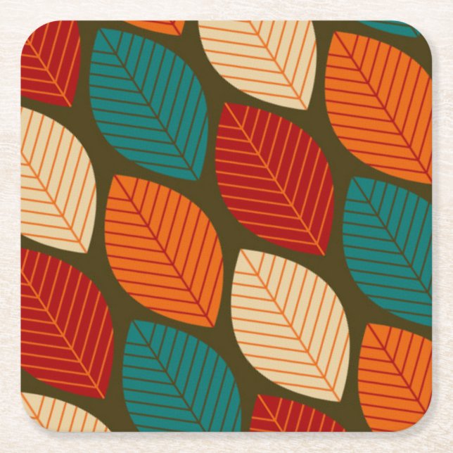 Mid-century Modern 'Leaf' Pattern Coaster (Front)