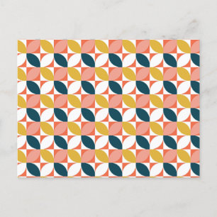 Mid-Century Modern Leaf Pattern Holiday Postcard