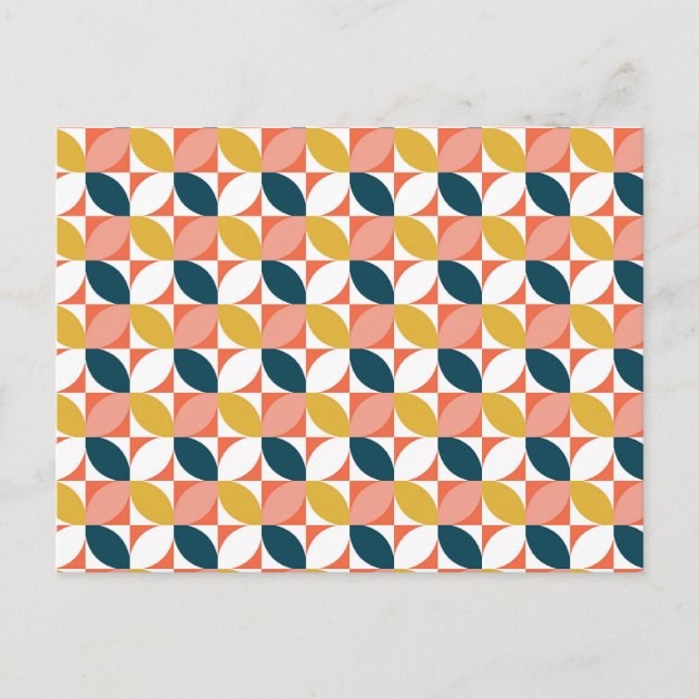 Mid-Century Modern Leaf Pattern Holiday Postcard (Front)