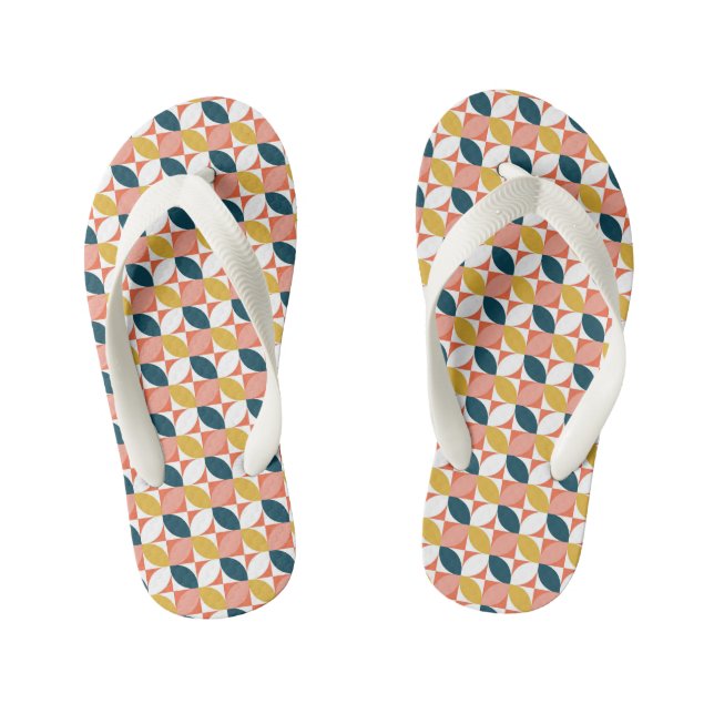 Mid-Century Modern Leaf Pattern Kid's Jandals (Footbed)