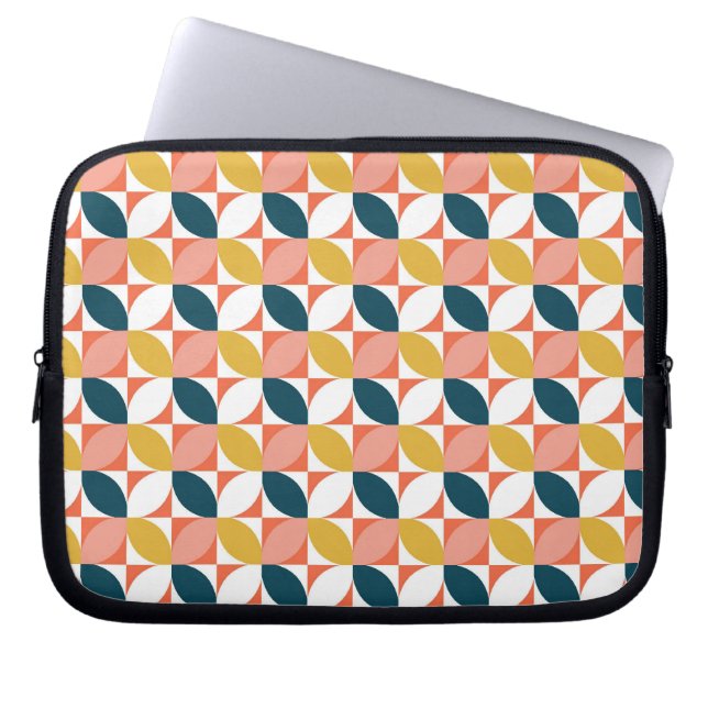 Mid-Century Modern Leaf Pattern Laptop Sleeve (Front)