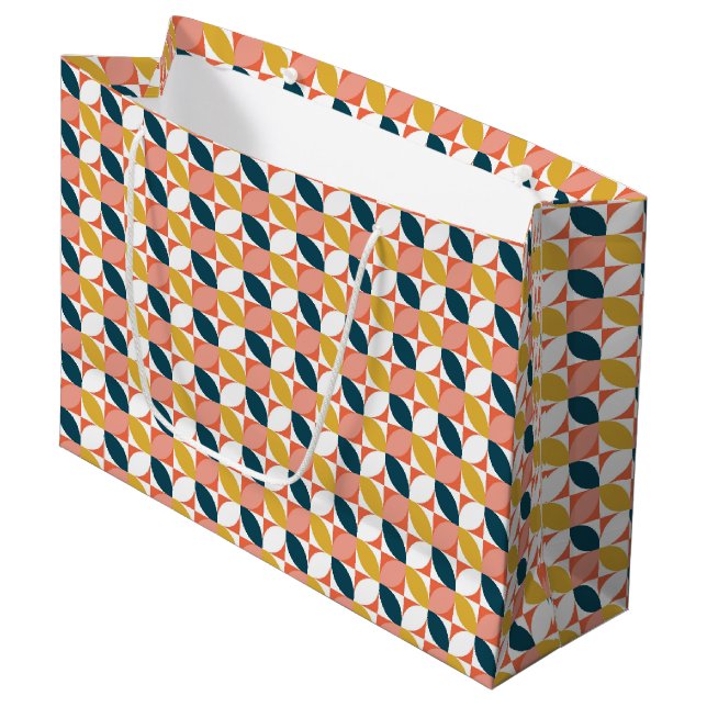 Mid-Century Modern Leaf Pattern Large Gift Bag (Front Angled)