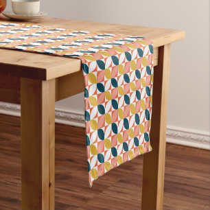 Mid-Century Modern Leaf Pattern Short Table Runner