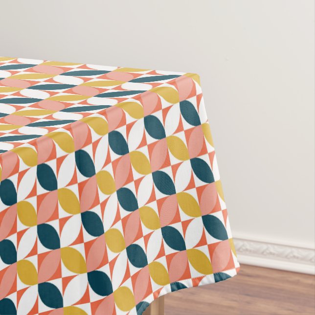 Mid-Century Modern Leaf Pattern Tablecloth (In Situ)