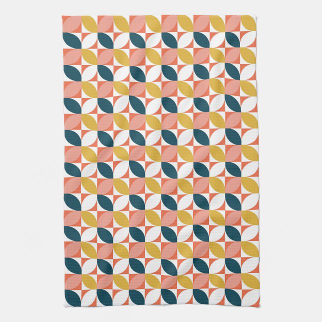 Mid-Century Modern Leaf Pattern Tea Towel (Vertical)