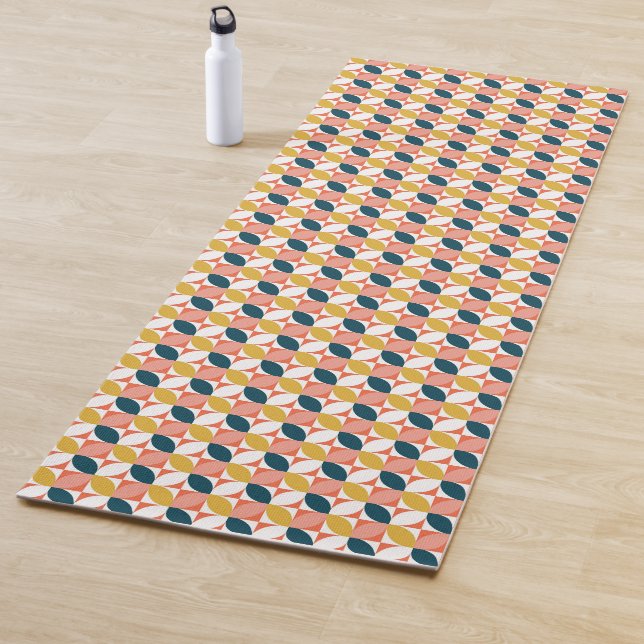 Mid-Century Modern Leaf Pattern Yoga Mat (In Situ)
