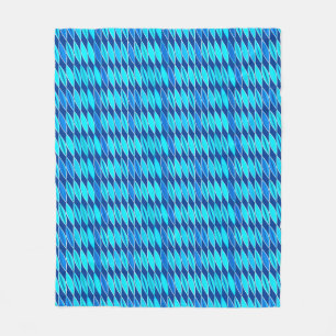 Mid Century Modern Leaves, Cobalt and Sky Blue Fleece Blanket
