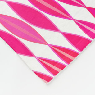 Mid Century Modern Leaves, Coral Pink and White Fleece Blanket