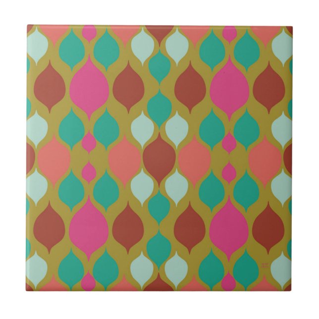 Mid Century Modern Lime Geometric  Tile (Front)